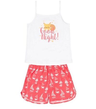 Piżama letnia dziewczęca dwuczęściowa na ramiączkach komplet