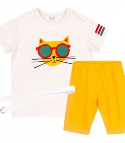 T-shirt i krótkie spodenki kolarki tunika z paskiem komplet