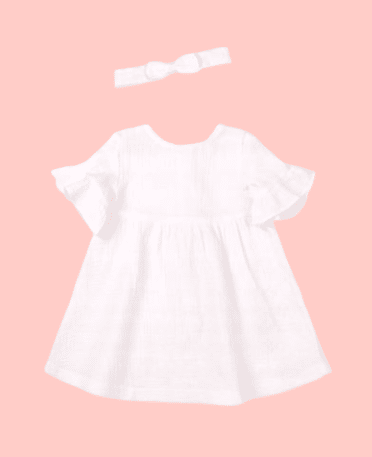 Elegancka sukienka muślinowa i dla niemowlaka